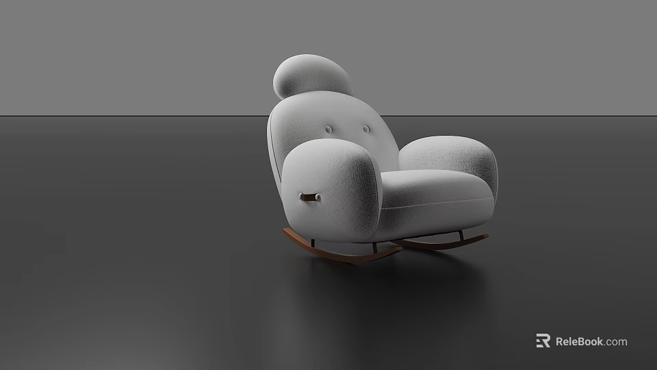 Gray Lazy Sofa With Rocking Design And Plush Upholstered Comfortable Seating 3d model 