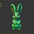 Cute Colorful Rabbit Toy With Large Ears Shiny Surface And Reflection On Dark Background