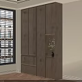 Stylish Wooden Entryway Cabinet And Side Cabinet With Window And Decorative Flowers