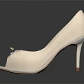 Elegant Beige Peep Toe High Heels With Golden Decorative Buckles And Stiletto Heels
