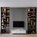 Modern TV Background Wall With Display Shelves And Decor Items 3d model