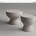 Modern Two Piece White Coffee Tables With Speckled Surface And Unique Rounded Base 3d model