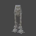 AT-AT Walker Military Armored Battle Weapon With Four Legged Mechanical Structure 3d model
