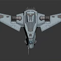 Sci Fi Futuristic Spacecraft 3D Model With Cockpit Winged Design And Blue Accents
