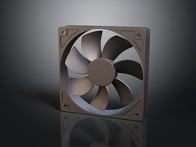 Square Air Conditioner Fan With Metal Frame And Gray Blades Modern Design 3d model