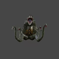Mythical Reptilian Game Movie Character With Sharp Teeth Multiple Legs And Spiked Back