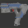 Blue And Gray Toy Gun With Futuristic Design Red Accents And Detailed Structure