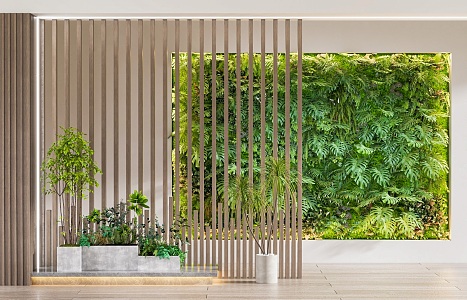 Modern Green Plant Wall Large Flat Floor Entry Hall Green Plant Wall Green Plant Wall Partition Screen Vertical Greening Green Plant Wall Partition Screen Bonsai Green Plant Landscape Flower Bowl 3d model