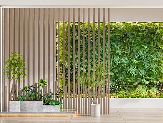 Modern Green Plant Wall Large Flat Floor Entry Hall Green Plant Wall Green Plant Wall Partition Screen Vertical Greening Green Plant Wall Partition Screen Bonsai Green Plant Landscape Flower Bowl 3d model