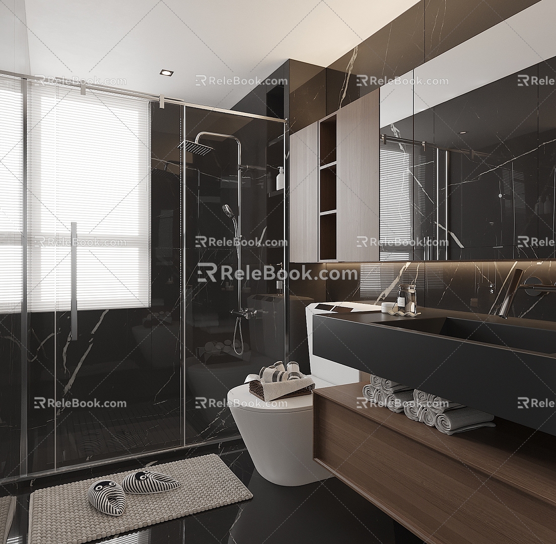 Toilet Bathroom Toilet WC Public Toilet Toilet Bathroom Shower Room Toilet Washbasin Shower Partition Shower Room 3d model