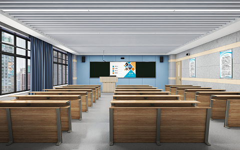 Modern classroom wisdom classroom 3d model