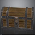 Vintage Wooden Treasure Chest With Metal Straps Lock And Rivets