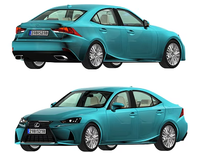 Modern Blue Lexus Sedan Exterior Design Rear and Front View 3d model