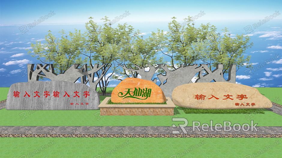 Modern Stone Tablet Engraving Stone Tablet model