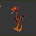 Fantasy Mythical Bird With Large Orange Red Beak Black Brown Feathers And Orange Claws