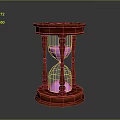 Red Wooden Hourglass Design With Pink Sand And Elegant Frame Structure