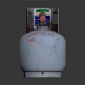 White LPG Cylinder With Red Numbered Label And Green Valve Handle