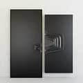 Modern Black Security Door With Sleek Metal Surface And Contemporary Wavy Pattern Design
