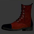 Red Lace Up Boots With Black Toe For Daily Casual Wear