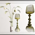 Decorative Floor Lamps with Leaf Spiral Multi Layer Green Design and Patterned Base 3d model