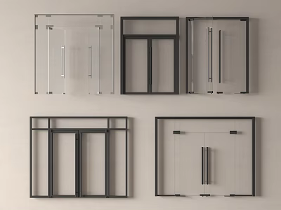 Modern Double Doors Design With Glass Panels Black Frames and Stylish Handles for Interior Spaces 3d model