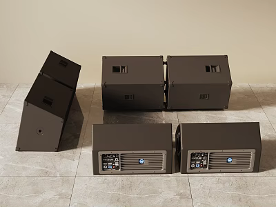 High Quality Black Headphones and Speakers with Multiple Cabinets and Control Panels 3d model