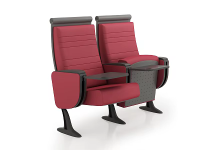 Modern Red Leisure Chairs With Armrests And Tablet Arms Black Frames 3d model