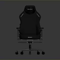 Black Gaming Armchair With Adjustable Backrest Armrests And Wheeled Base Modern Style