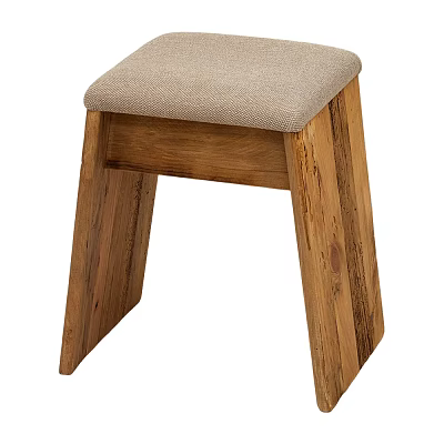 Comfortable Wooden Stool With Soft Fabric Seat Cushion In Minimalist Design 3d model