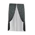 Elegant Dark Patterned Curtains With Light Sheer Underlayers And Pleated Design 3d model