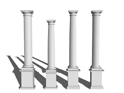 Classical White Stone Columns with Architectural Design and Shadow Effects 3d model