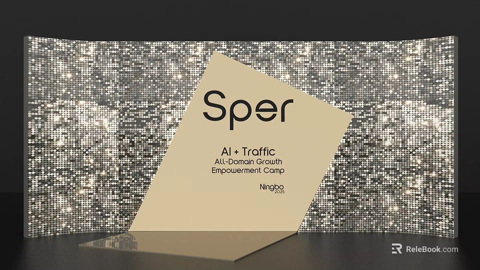 Shiny Mosaic Wall Photo Spot With Sper AI Traffic NexGo Signboard 3d model 