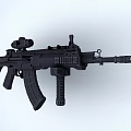 Modern Black Tactical Rifle With Adjustable Stock Magazine And Scope For Military Shooting Use