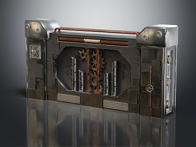 Steampunk Mechanical Device Featuring Gear Mechanisms And Metal Panels 3d model