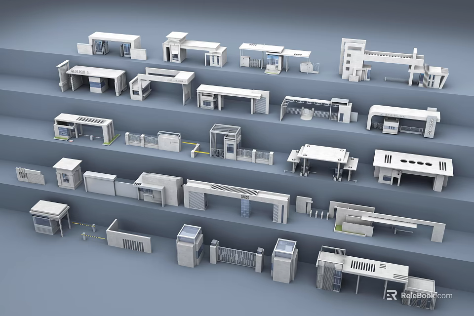 Various Entrance Gate Models Showcasing Diverse Architectural Designs And Styles 3d model 