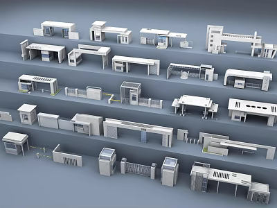 Various Entrance Gate Models Showcasing Diverse Architectural Designs And Styles 3d model
