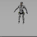 Sci-Fi Human Character Wearing Futuristic White Gray Armor Protective Suit