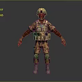 Game Movie Character Soldier In Camouflage Uniform With Tactical Gear Helmet Knee Pads White Boots