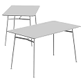 Two Modern Wooden Desks with Black Metal Legs and Smooth Surface