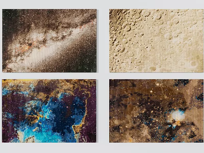 Square Rugs With Cosmic Starry Sky Moon Surface And Abstract Space Patterns 3d model