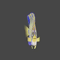 Vibrant Yellow And Blue Striped Tropical Fish With Artistic Design Elements
