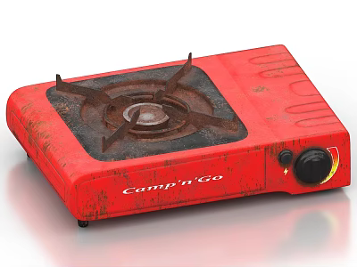 Red CampinGo Portable Gas Stove With Black Burner And Control Knob 3d model