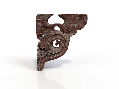 Wooden Sculpture Carving With Intricate Spiral Patterns For Furniture Corner Decoration 3d model