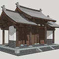 Chinese-style Gate Village Dwelling Gate 3d model