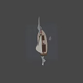 Classic Wooden Boat With White Sails And Masts Floating On Blue Water