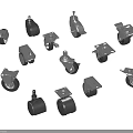 Various Industrial Casters With Different Wheel Designs For Furniture And Equipment Use