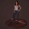 Brave Female Character Confronting Dangerous Creatures In Shadowy Environment 3d model