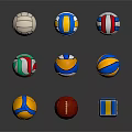 Different Types Of Colorful Sports Equipment With Volleyballs Football And Rubik's Cube