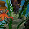 Underwater Scene With Pink Octopus Wearing Top Hat Goggles Seaweed And Rocks