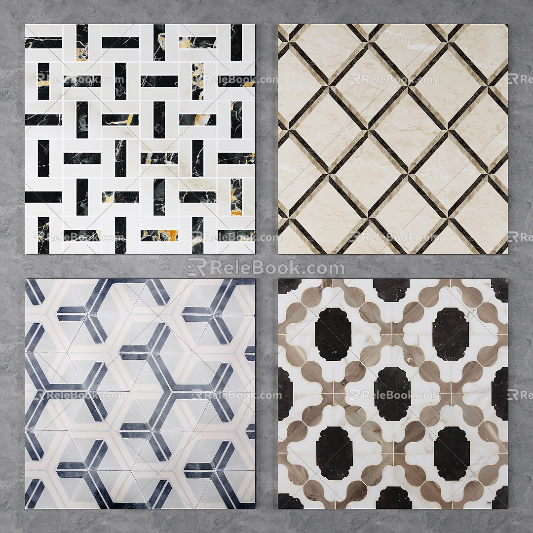 Modern Tile Stone Parquet Marble Parquet 3d model